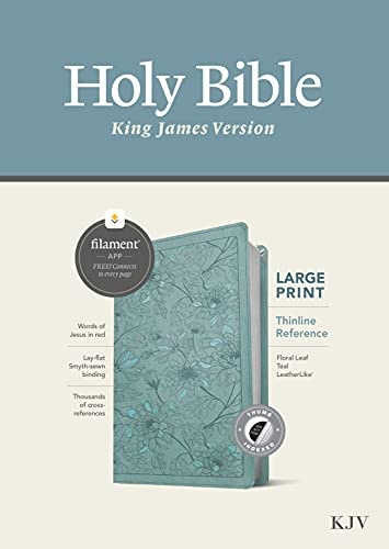 KJV Large Print Thinline Reference Bible, Filament Enabled Edition (Red Letter, LeatherLike, Floral Leaf Teal, Indexed)