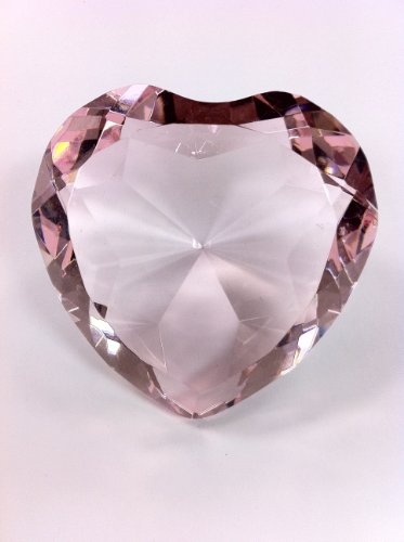Pink Crystal Glass Diamond Heart-Shaped Paperweight