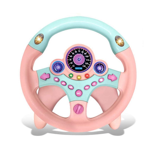 Kids Electric Early Education Simulation Steering Wheel Toy Multifunctional High Simulation Car Driving Toy with Music and Light Pretend Driving Toy for Boys and Girls (Car 1)