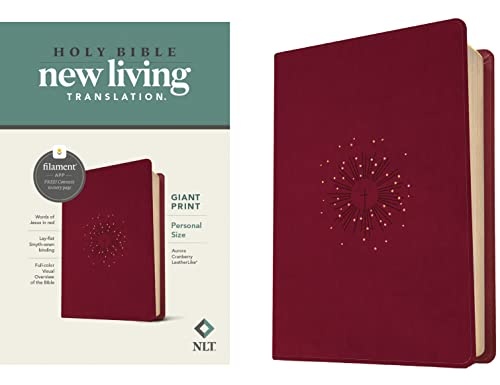 NLT Personal Size Giant Print Bible, Filament Enabled Edition (Red Letter, LeatherLike, Aurora Cranberry)