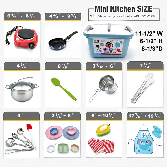 Kids Junior Tiny Real Easy Cooking Kitchen Set and Baking Kit - Mini Stove Burner, Chef - Easy Cook Real Food Utensils Gift for Boys and Girls Ages