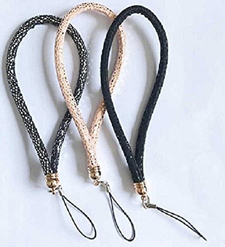 New Wrist Strap[3Pack] Nubuck&Suede Leather Hand Wrist Lanyard Strap String for Camera & Cell Phone & Purse& keychain-Charms Around Your Wristâ Assorted Color (Bling BLACK/ Bling PINK/ Black)