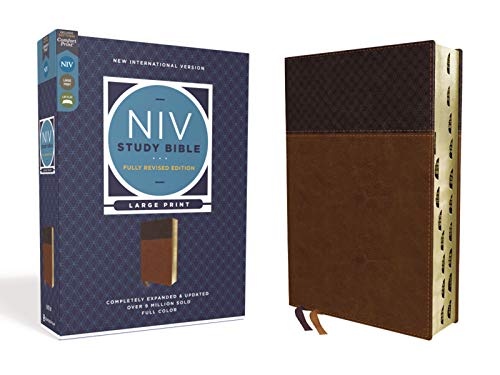 NIV Study Bible, Fully Revised Edition, Large Print, Red Letter, Thumb Indexed, Comfort Print [Brown]
