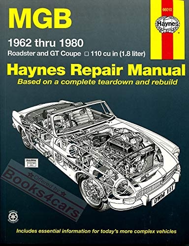 MGB Automotive Repair Manual: 1962-1980 MGB Roadster and GT Coupe With 1798 CC (110 cu in Engine) (Haynes Manuals)