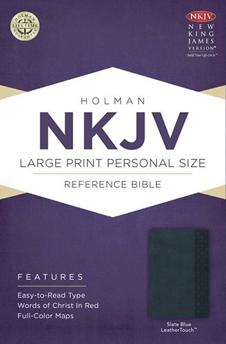 NKJV Large Print Personal Size Reference Bible, Slate Blue LeatherTouch