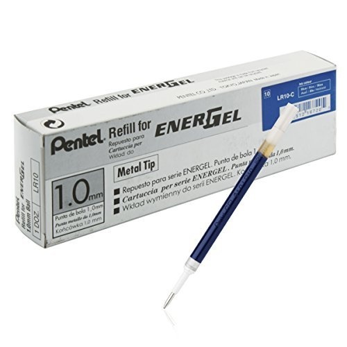 Pentel EnerGel Liquid Gel Pen 1.0, Metal Tip, Blue Ink, BL60, Box of 12