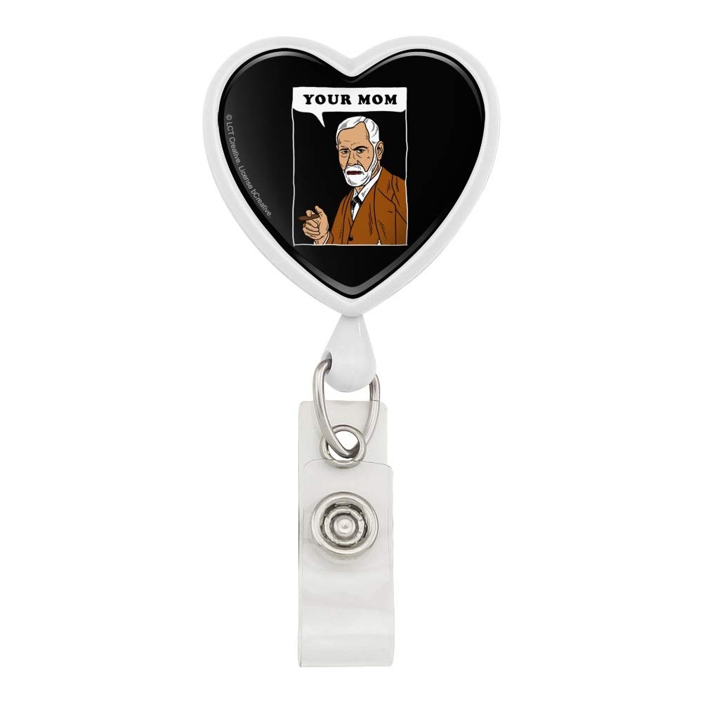 Your Mom Sigmund Freud Funny Humor Heart Lanyard Retractable Reel Badge ID Card Holder