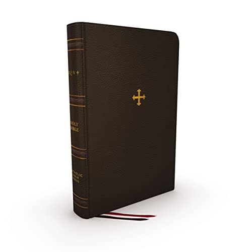 NRSV, Catholic Bible, Thinline Edition, Genuine Leather, Brown, Thumb Indexed, Comfort Print: Holy Bible
