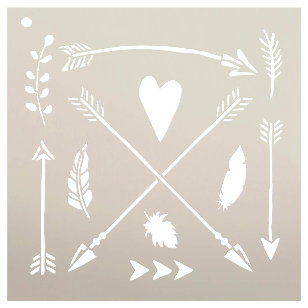 Woodland Arrows & Symbols Stencil by StudioR12 | DIY Nursery | Nature Decor | Animal | Craft Home Decor | Reusable Mylar Template | Paint Wood Sign - Select Size (12" x 12")