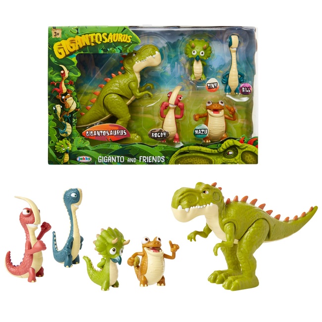 Gigantosaurus Figures Giganto & Friends Toy Action Figures, Includes: Giganto, Mazu, Bill, Tiny & Rocky – Articulated Characters Range from 2.5-5.5" Tall