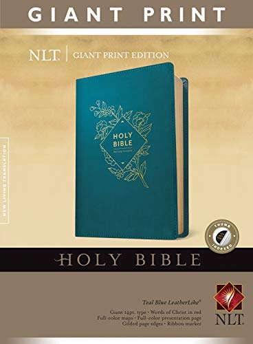 Holy Bible, Giant Print NLT (Red Letter, Leatherlike, Teal Blue, Indexed)