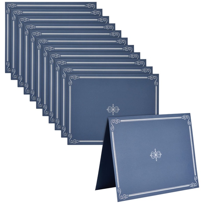 12 Pack Silver Foil Diploma Cover Holders for Award Certificates, Graduation Supplies, Navy Blue (11. x 9 in)