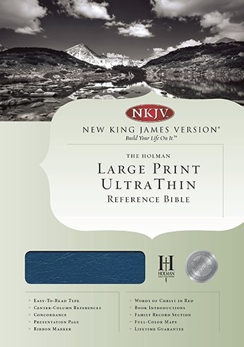 NKJV Large Print Ultrathin Reference Bible, Blue Bonded Leather