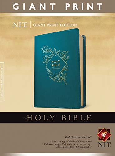 Holy Bible, Giant Print NLT (Red Letter, Leatherlike, Teal Blue)
