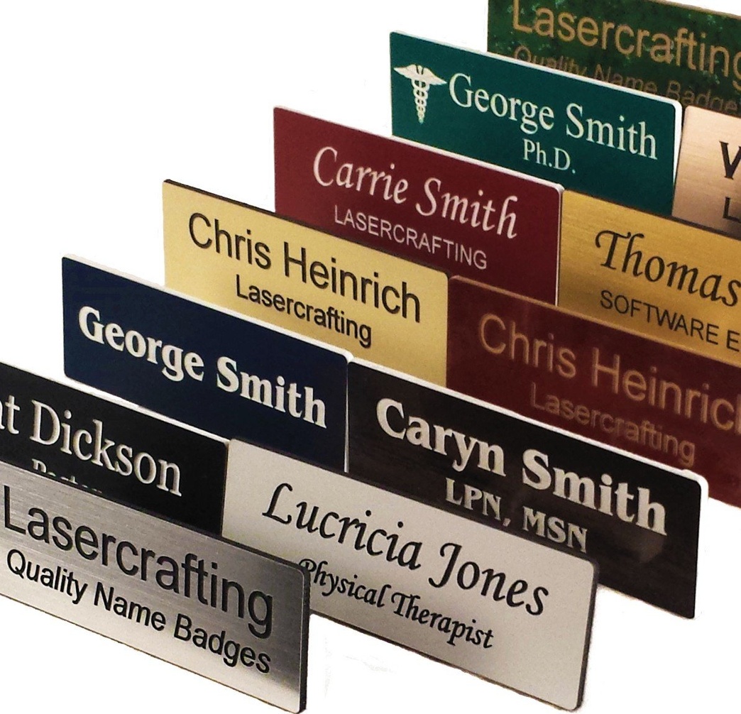 Name Badges / Name Tags / ID Tags / Trophy or Picture Labels - Lasercrafting