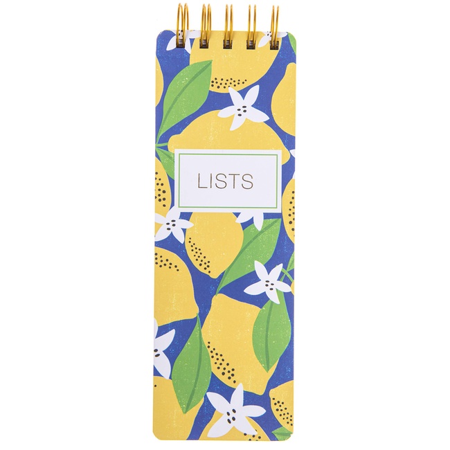 Graphique Reporter Journal, Lemon Design, Embellished Gold Foil Portable Notebook, 150 Lined Sheets, 3" x 8.75" - Perfect for Note Taking, List Making and Much More