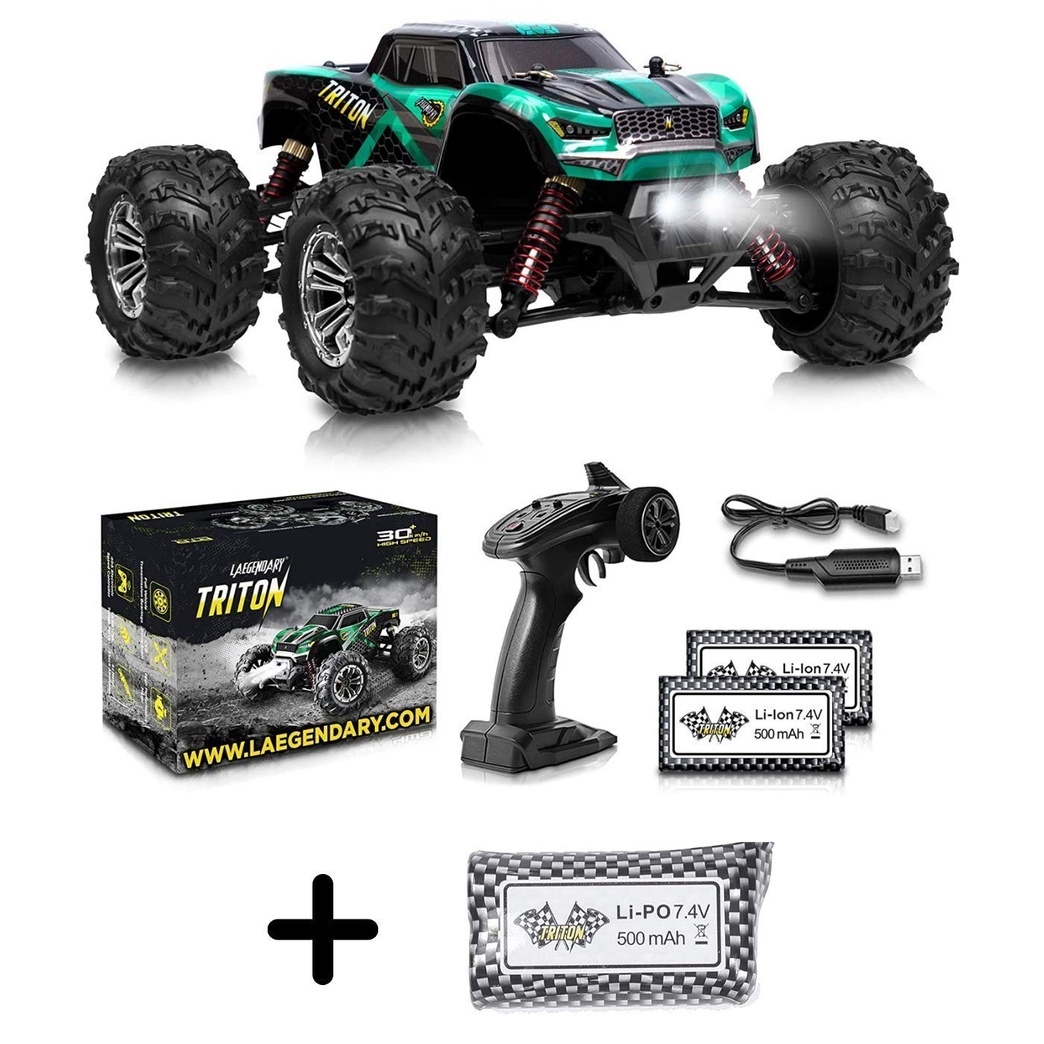 1:20 Scale RC Cars 30+ kmh High Speed - Boys Remote Control Car 4x4 Off Road Monster Truck Electric - Waterproof Toys Trucks for Kids and Adults - 3 x 500 mAh 7.4V 2S Li-Ion Batteries