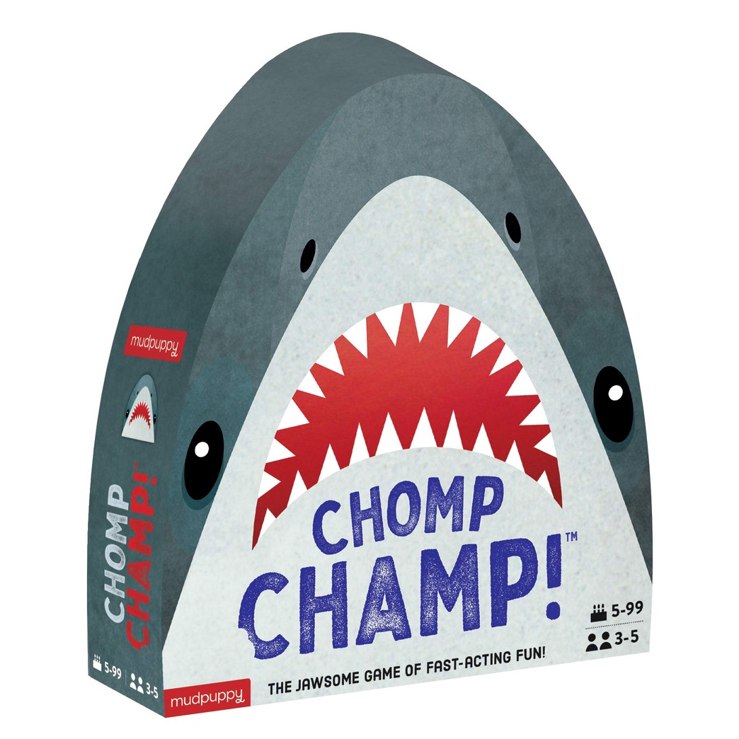 Chomp Champ Game from Mudpuppy - Fun Twist on The Classic Game of Spoons, Includes 40 Cards, 4 Shark Tiles, 30 Shark Tooth Tokens & Instructions, Perfect Addition to Family Game Night, Ages 5+