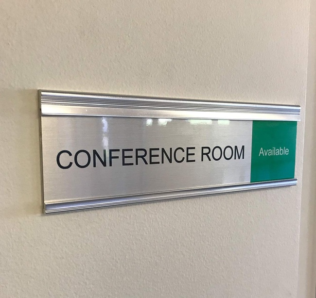 Modern, Satin, Aluminum, Conference Room Slider Nameplate Holder, 8" x 2"