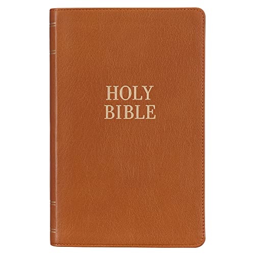 KJV Holy Bible, Giant Print Standard Size Premium Full Grain Leather Red Letter Edition - Thumb Index & Ribbon Marker, King James Version, Butterscotch