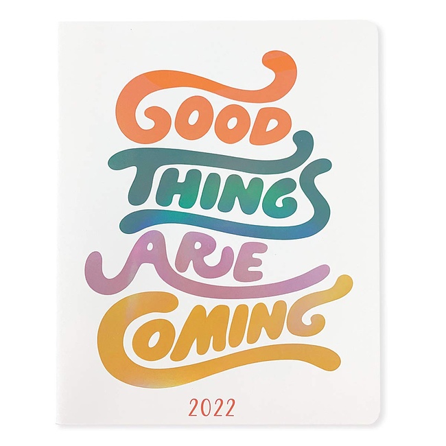 Graphique Designer Planners - 18-Month Dated Calendar - Good Things are Coming - Half Monthly Grids & Half Note Pages Personal Planner - for School, Work, or Home - Jul 2021-Dec 2022 (8" x 10")