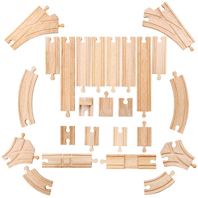 Bigjigs Rail Low Level Track Expansion - Other Major Wooden Rail Brands are Compatible