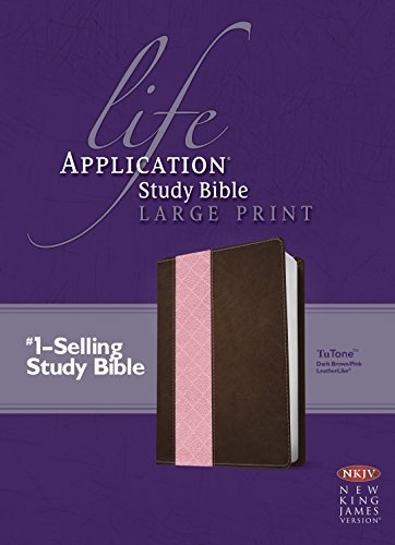NKJV Life Application Study Bible, Second Edition, Large Print, TuTone (Red Letter, LeatherLike, Dark Brown/Pink)