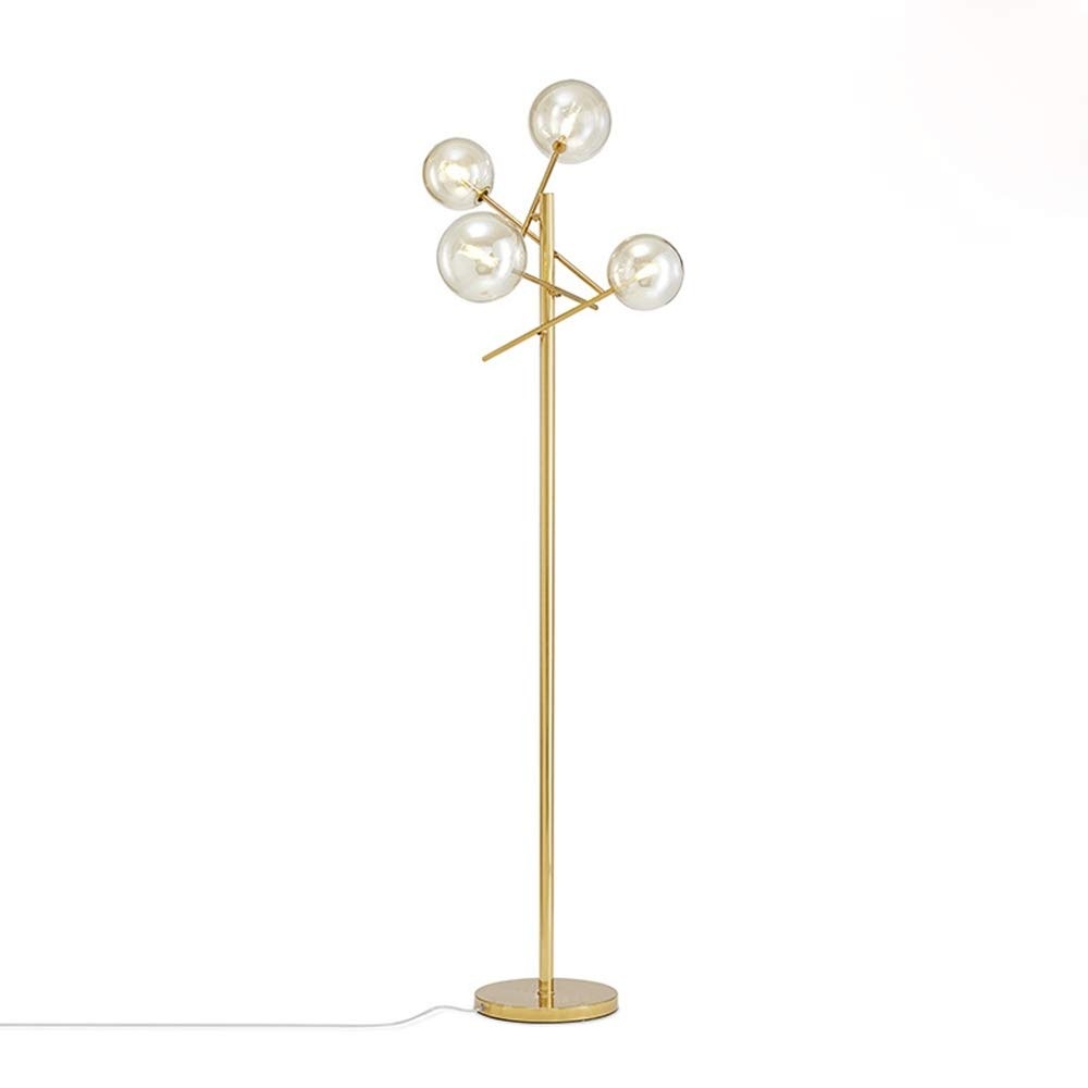 Dellemade TD00145 Sputnik Chandelier Floor Lamp for Bedroom,4-Lights Glass Shade Floor Light for Living Room,Brass/Gold