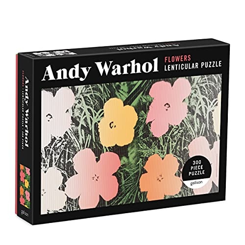 Andy Warhol Flowers Jigsaw Puzzle, 300 Pieces, 17.75" x 11" Lenticular Jigsaw Puzzle Featuring Shifting Iconic Andy Warhol Artwork, Thick, Sturdy Pieces, Family Activity, Great Gift