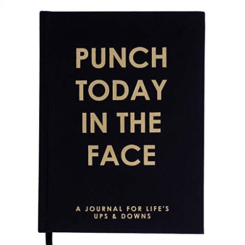 Graphique Self-Care Journal - Punch Today in the Face - 256 Pages - Weekly Quote & Daily Fill in Interiors - Hardbound Fabric Cover - Ribbon Marker (6" x 8")