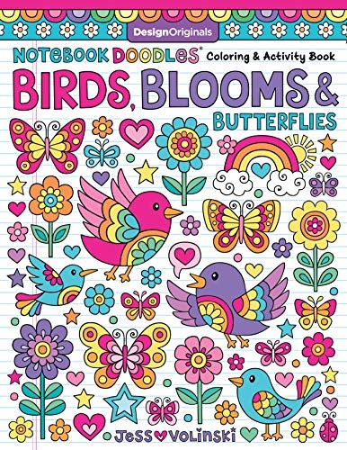Notebook Doodles Birds, Blooms & Butterflies: Coloring & Activity Book (Design Originals) 32 Inspiring Designs and Beginner-Friendly Empowering Art Activities for Tweens, on Thick Perforated Paper