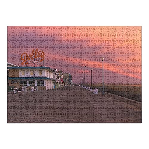 Rehoboth Beach, Delaware, Dolle's and Sunset (1000 Piece Puzzle, Size 19x27, Challenging Jigsaw Puzzle for Adults and Family, Made in USA)