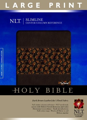 Slimline Center Column Reference Bible NLT, Large Print, Floral TuTone