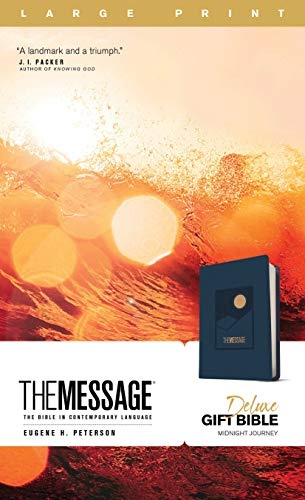 The Message Deluxe Gift Bible, Large Print (Leather-Look, Navy)