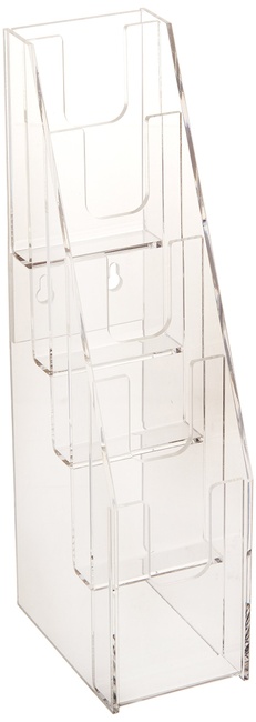 Displays2go Tiered Gift Card Display Rack, 5-Pocket, Notched Design, Clear Acrylic (GIFCH5T)