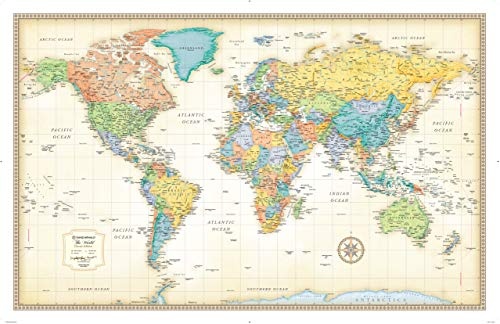 Classic Edition World Wall Map Paper Rolled