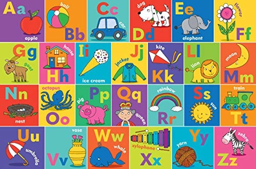 Peter Pauper Press The Alphabet Jumbo Floor Puzzle - Fun and Educational Puzzle with Upper and Lowercase Letters, First Words and Pictures. (24 Pieces) (36 inches Wide x 24 inches high)