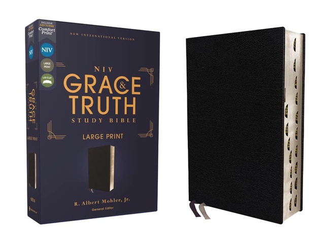 NIV, The Grace and Truth Study Bible, Large Print, European Bonded Leather, Black, Red Letter, Thumb Indexed, Comfort Print