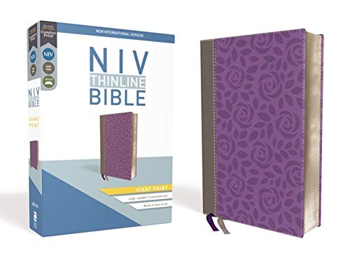 NIV, Thinline Bible, Giant Print, Leathersoft, Gray/Purple, Red Letter, Comfort Print