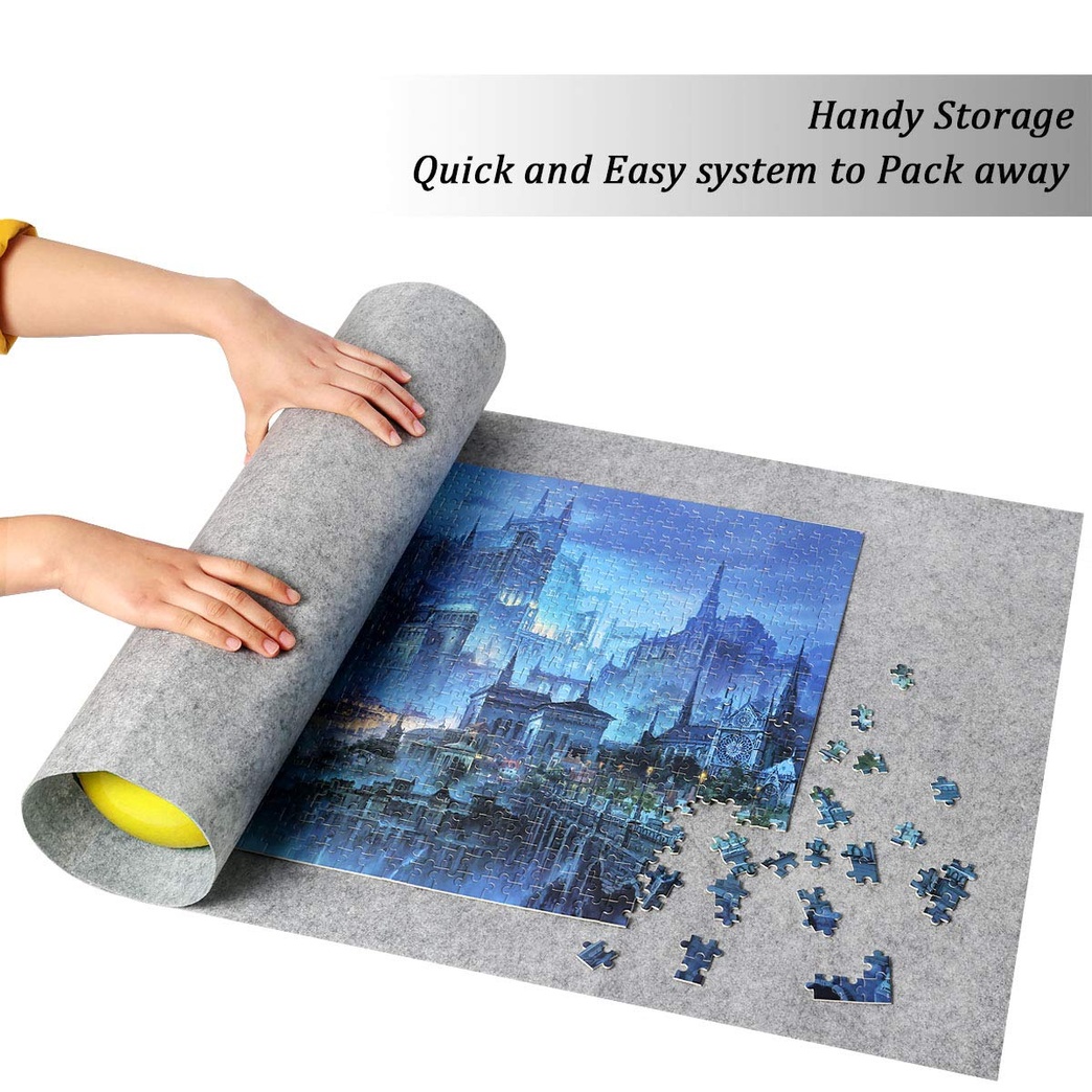 Jigsaw Puzzle Roll Up Mat- Ingooood Puzzle Tables for Adults Portable Easy Move Storage Jigsaw Puzzle mat Work Separate roll up Storage System for up to 1,500 Pieces (Grey)