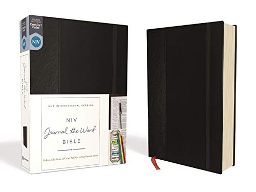 NIV, Journal the Word Bible, Hardcover, Black, Red Letter, Comfort Print: Reflect, Take Notes, or Create Art Next to Your Favorite Verses