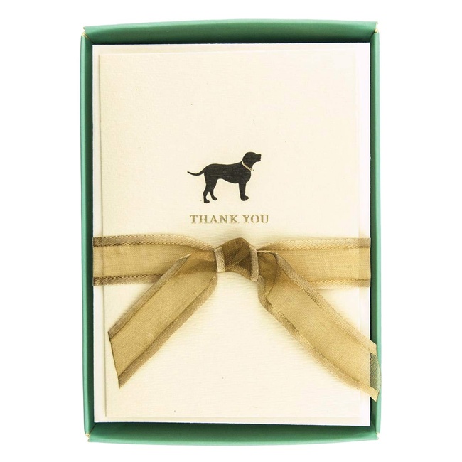 Graphique Black Lab Thank You Cards, La Petite Presse Box of 10 Thank You Notes, Black Dog Print with"Thank You" Printed on Front