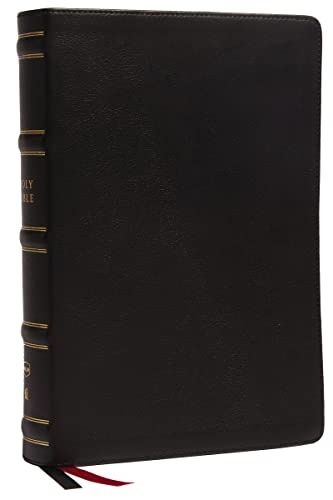 Nkjv, Single-Column Wide-Margin Reference Bible, Genuine Leather, Black, Red Letter, Comfort Print