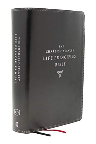 KJV, Charles F. Stanley Life Principles Bible, 2nd Edition, Leathersoft, Black, Indexed, Comfort Print
