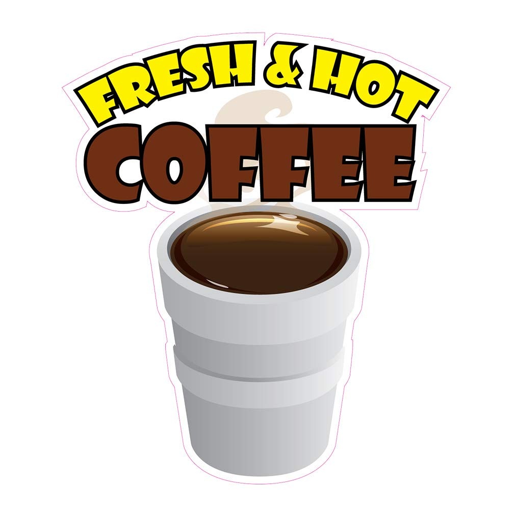 Food Truck Decals Fresh and Hot Coffee Concession Restaurant Die-Cut Vinyl Sticker 1N & Sign 14 in on Longest Side