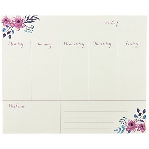 Graphique Purple Watercolor Weekly Notepad, Weekly Organizer Notepad w/ 80 Tear-Off Weekly Sheets, Perfect Organizer, 9.75" x 8"