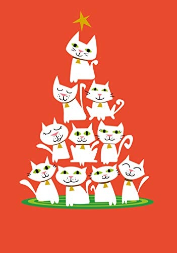 RSVP Christmas Holiday Greeting Cards Pack with Envelopes: Cat Tree - 24 Pack, 5" x 7"