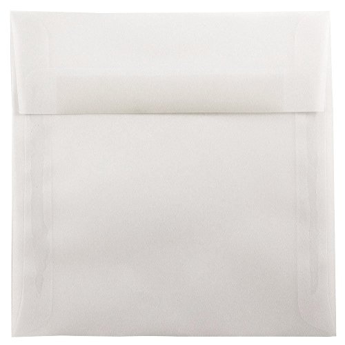 JAM PAPER 8.5 x 8.5 Square Translucent Vellum Invitation Envelopes - Clear - 50/Pack