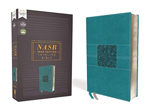 NASB, Thinline Bible, Leathersoft, Teal, Red Letter Edition, 2020 Text, Comfort Print