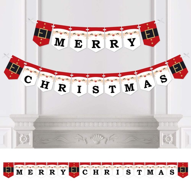 Big Dot of Happiness Jolly Santa Claus - Christmas Party Bunting Banner - Party Decorations - Merry Christmas